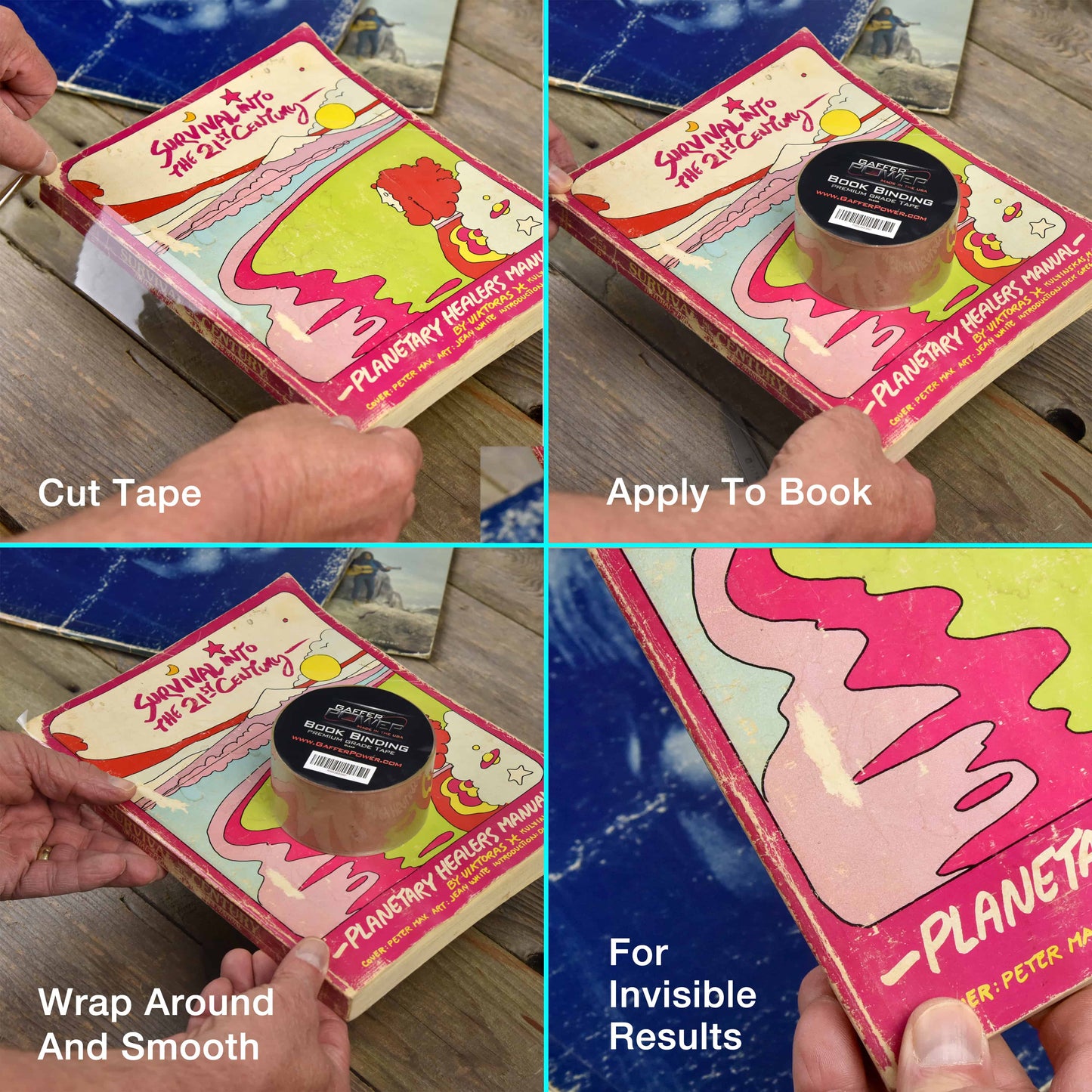 How to apply clear bookbinding tape to repair a book spine