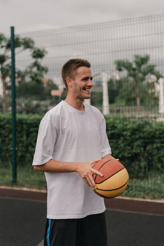 using gaffer tape to make a basketball court