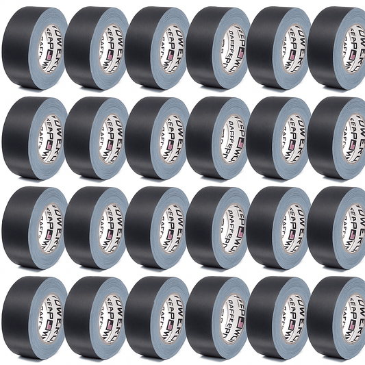 Gaffer Power Real USA Professional Grade Gaffer Tape, Made in The USA, Heavy Duty Gaffers Tape, Non-Reflective, Multipurpose. 2 Inches x 30 Yards, Black (Case of 24)