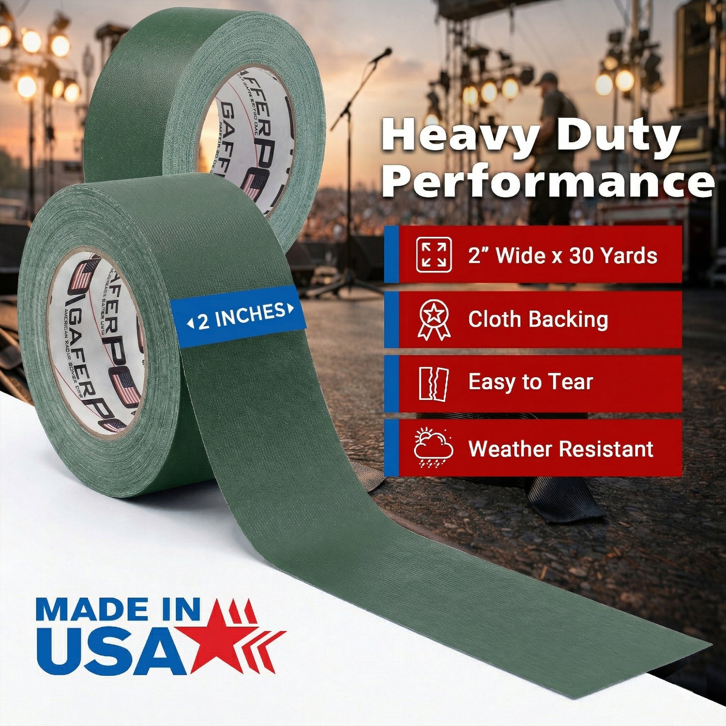Gaffer Tape — Forest Green 2" x 30yd