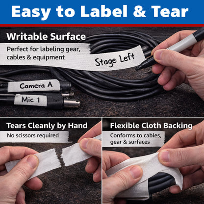 Gaffer Tape, 1 Inch x 55 Yards - White